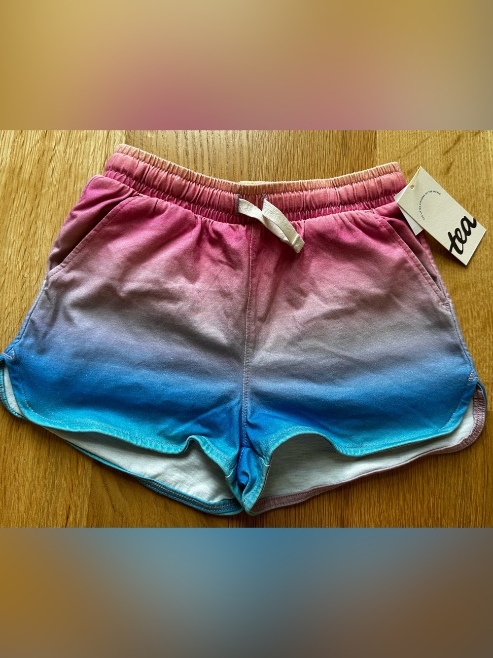 Tea Collection Girls' Ombre Tie-Dye Shorts - Pink, Blue, Aqua